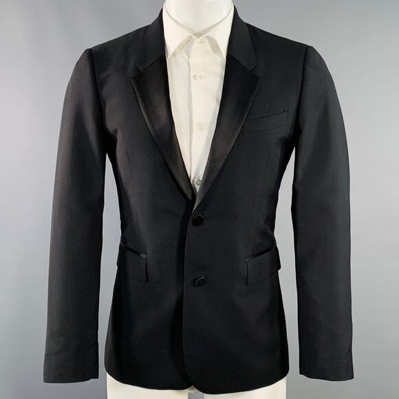 BURBERRY PRORSUM Size 38 Black Wool Mohair Silk Tuxedo Sport Coat - Picture 1 of 9